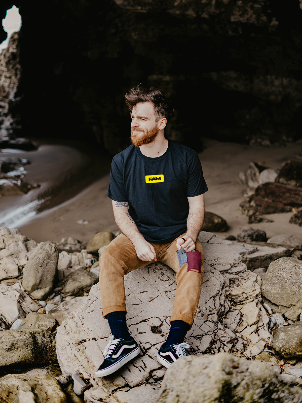 Fam Yellow Badge T-Shirt (Black)