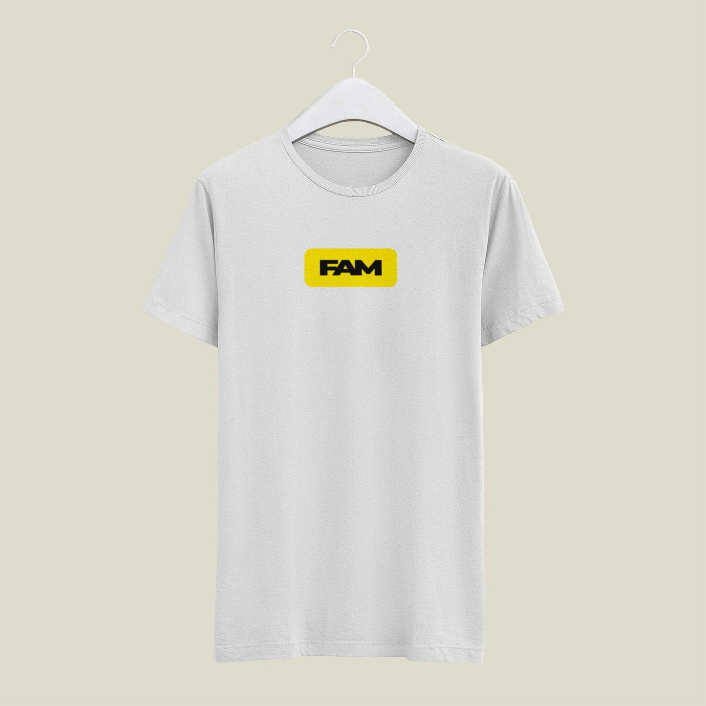 Fam Yellow Badge T-Shirt (White)